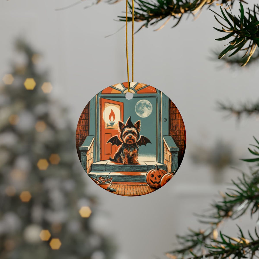 Yorkshire Terrier Halloween Poster ceramic ornament by Tritan, context