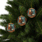Yorkshire Terrier Halloween Poster ceramic ornament by Tritan, set