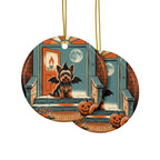 Yorkshire Terrier Halloween Poster ceramic ornament by Tritan, front and back