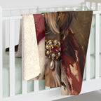 Yorkshire Terrier Kings & Queens sherpa blanket by Tritan, on bed