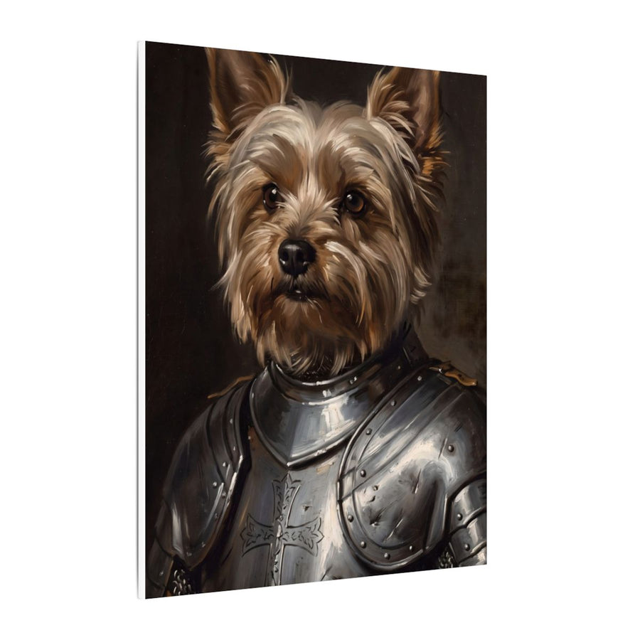 Yorkshire Terrier Medieval Knight canvas print by Tritan, side