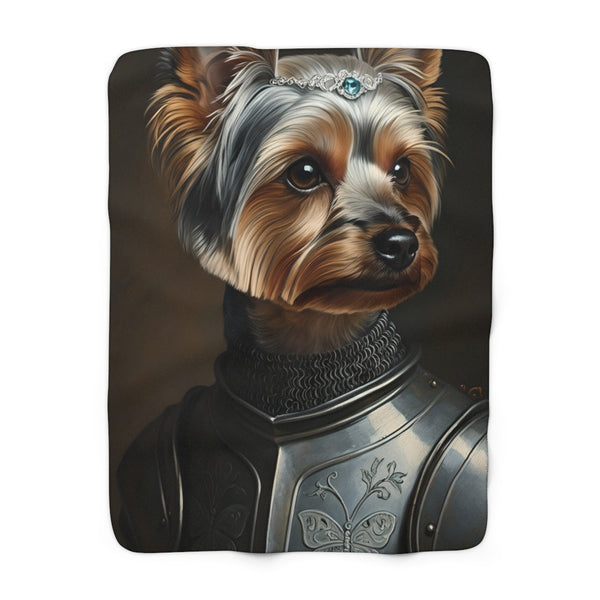 Yorkshire Terrier Medieval Knight Portrait Regal Throw Blanket | Premium Dog Prints | Tritan
