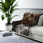 Yorkshire Terrier Medieval Knight sherpa blanket by Tritan, on sofa