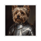 Yorkshire Terrier Medieval Knight vinyl sticker by Tritan, front