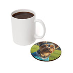 Yorkshire Terrier Oil Painting Soccer Coaster | Yorkie Gift for Dog Lovers | Football Pet Portrait Decor | Sports Fan Art Idea