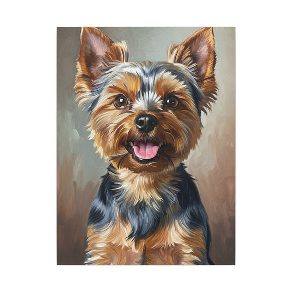 Yorkshire Terrier Oil Portrait Canvas Art, Yorkie Dog Wall Decor, Pet Lover Gift, Ready to Hang Dog Mom Present — Lifestyle View