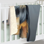 Yorkshire Terrier Oil Portrait sherpa blanket by Tritan, on bed