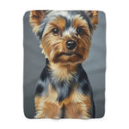 Yorkshire Terrier Oil Portrait sherpa blanket by Tritan, front
