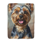 Yorkshire Terrier Oil Portrait sherpa blanket by Tritan, front