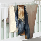 Yorkshire Terrier Oil Portrait sherpa blanket by Tritan, on bed