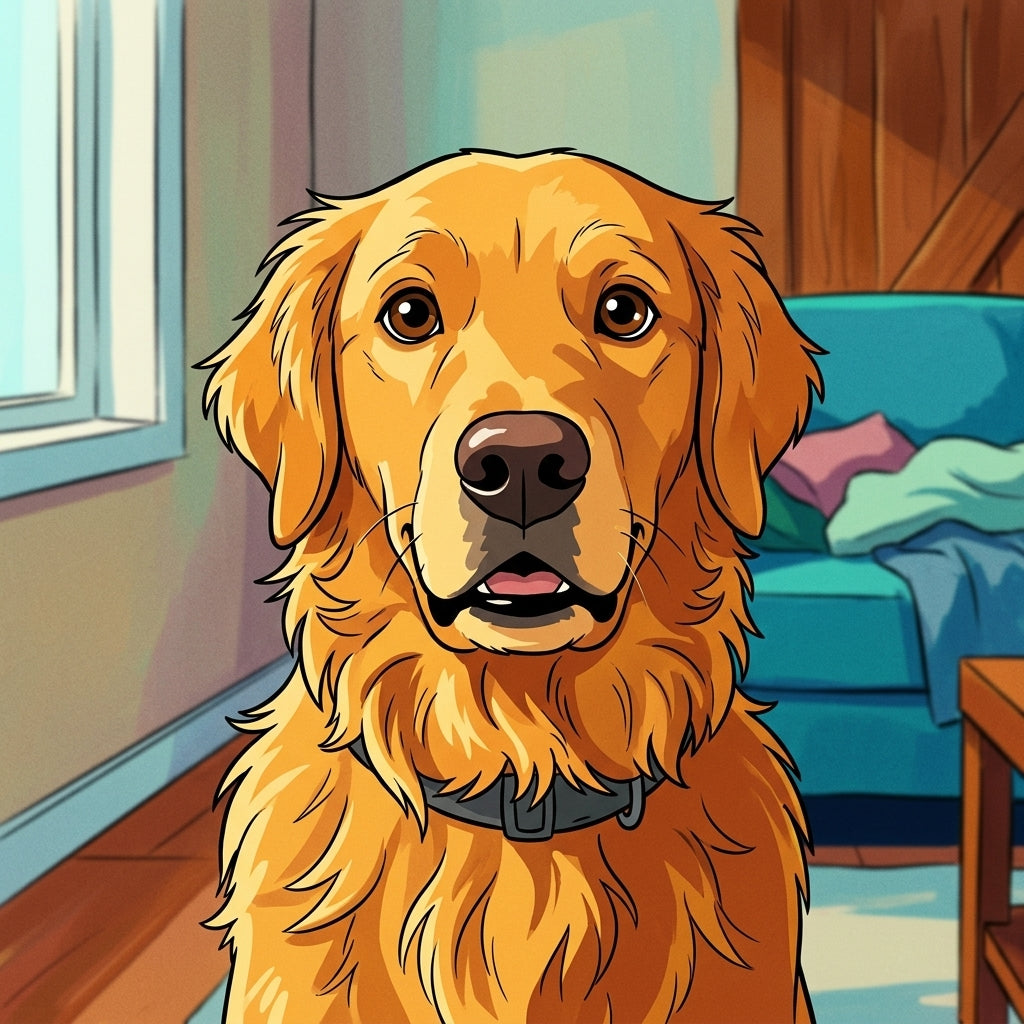 Cartoon style custom dog portrait