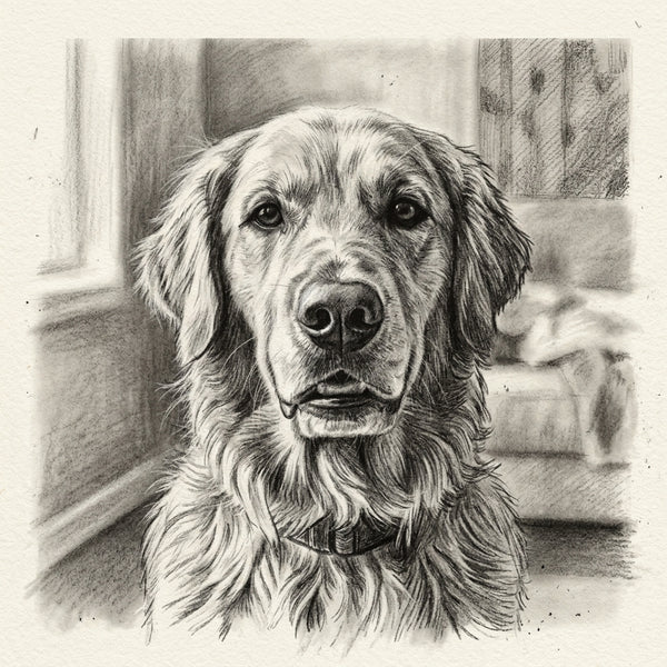 Charcoal style custom dog portrait