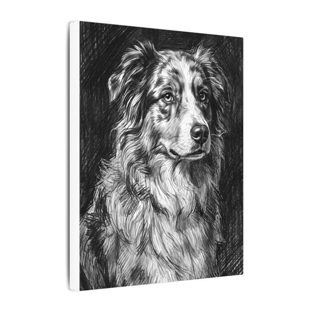 Canvas print of a dog in charcoal sketch style