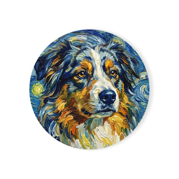 Coaster with a post-impressionist dog painting