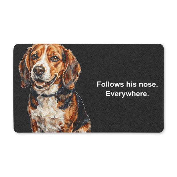 Doormat with a cartoon beagle