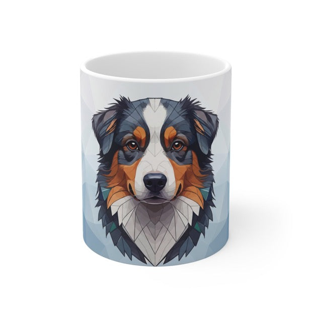 Mug with a stained glass style dog design