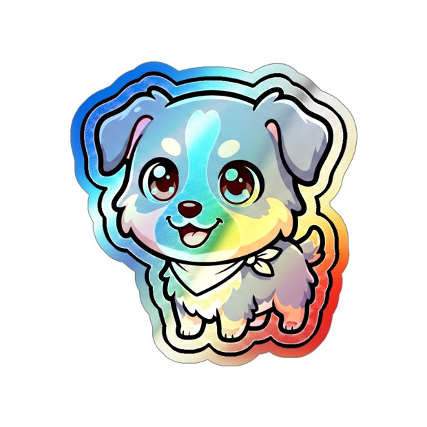 Holographic sticker with a chibi style dog