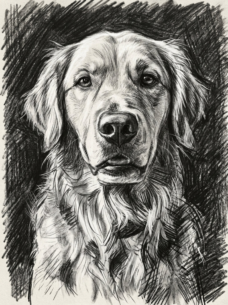 Charcoal style custom dog portrait